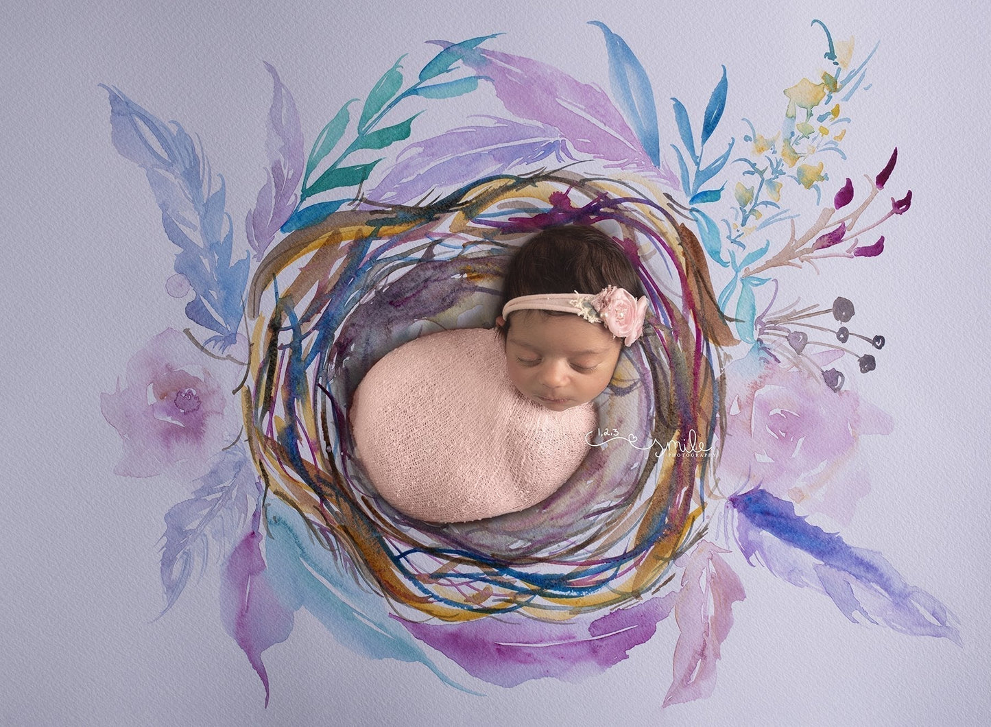 NEWBORN WATERCOLOR DIGITAL BACKDROP BUNDLE